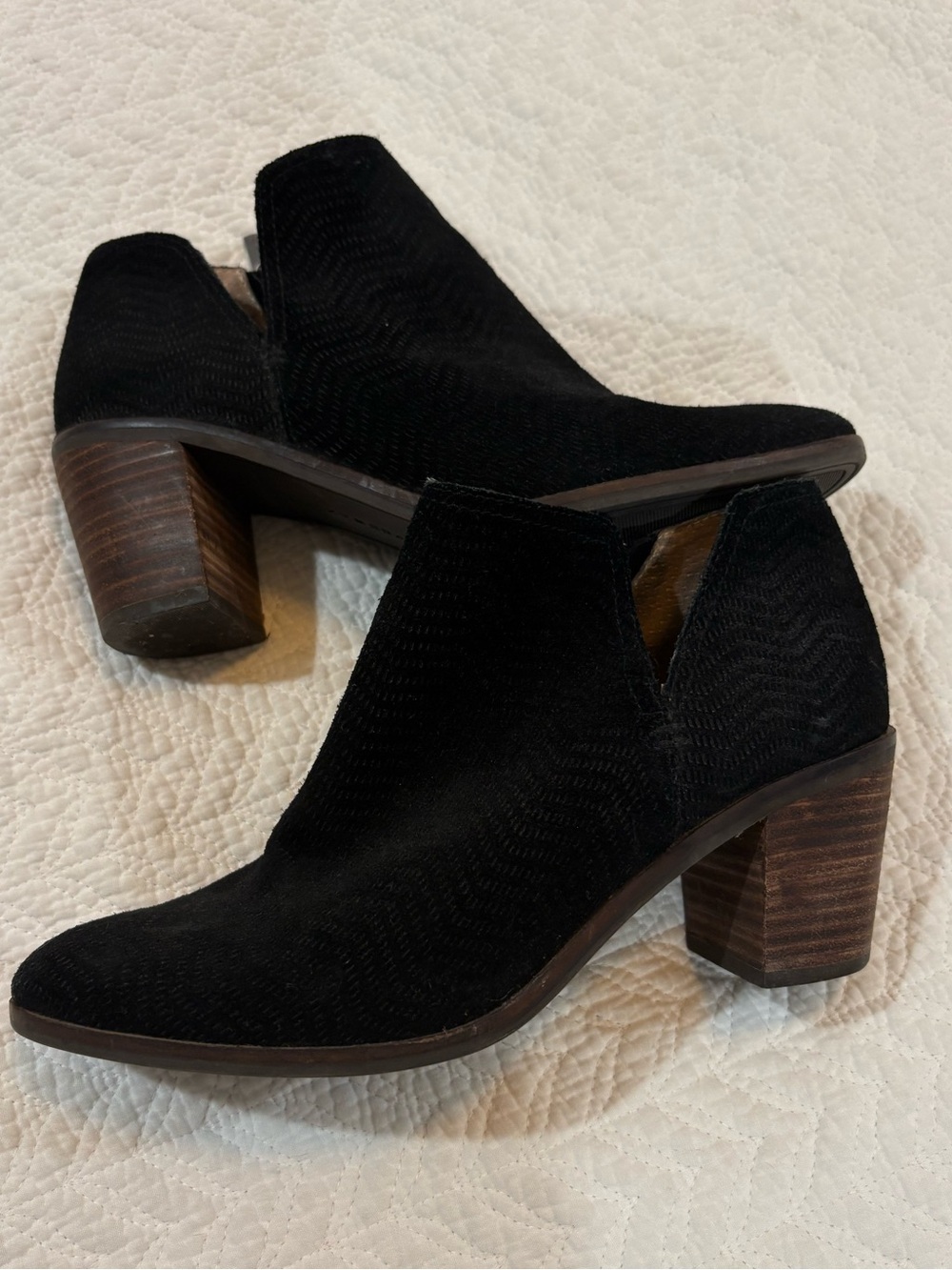 Lucky Brand Black Suede Ankle Cutout Booties